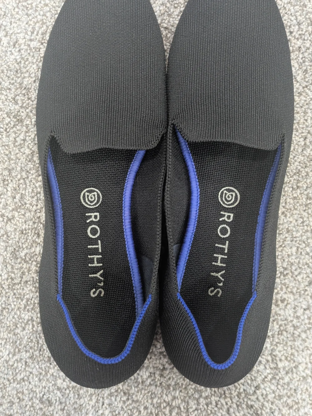 Rothy's The Loafer Black Slip-On Shoes Flats with Blue Accent Size 11 Or 12 - Picture 6 of 9